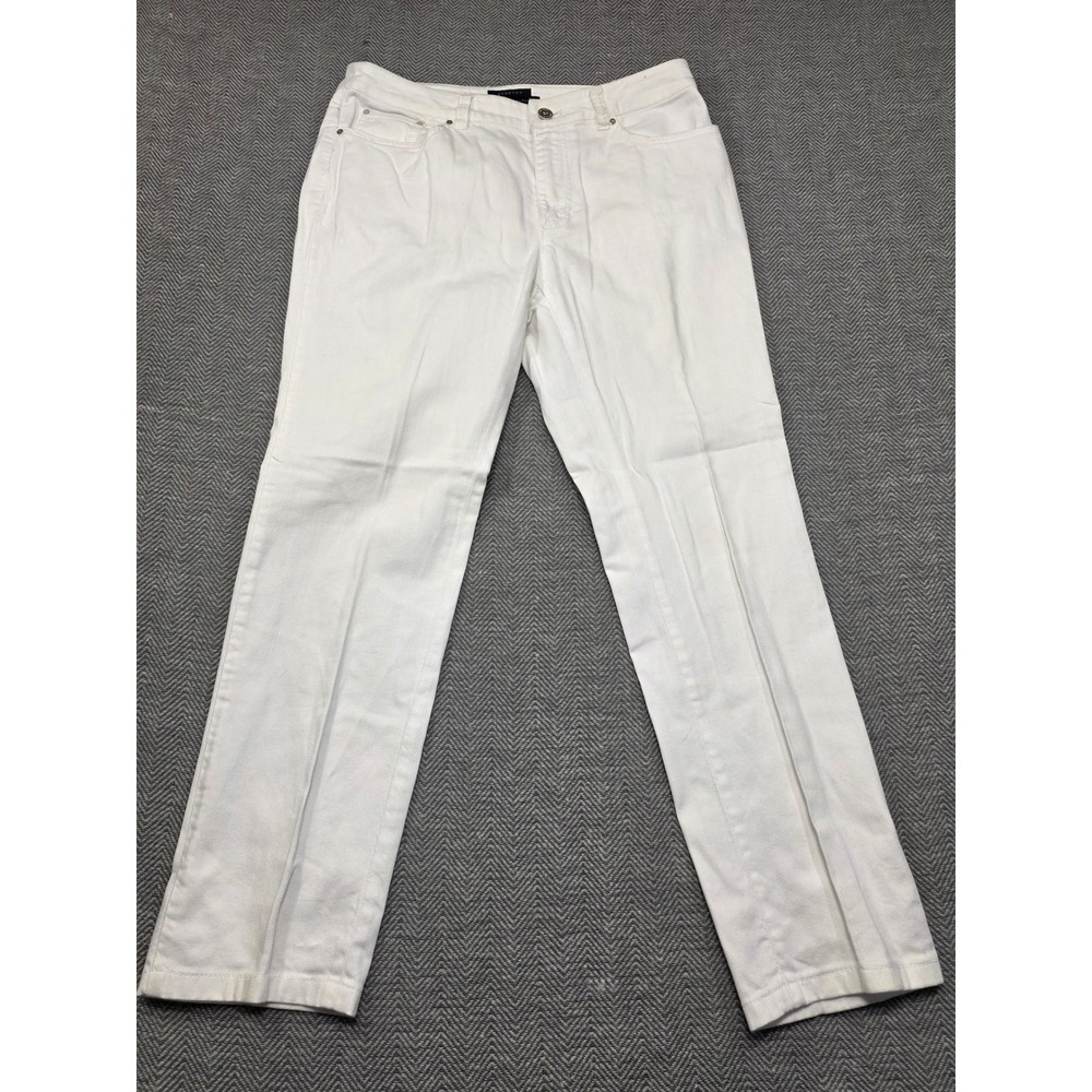 Anne Klein AK Stretch White Straight Leg Jean Womens Size 6 Cotton Lycra Spandex